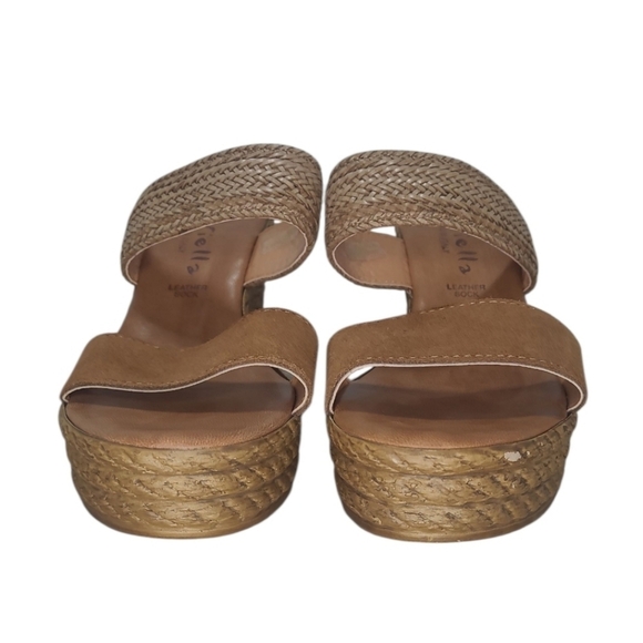 Mariella Suede Leather Woven Natural Slip On Wedge Sandals Size 7 - Picture 8 of 11